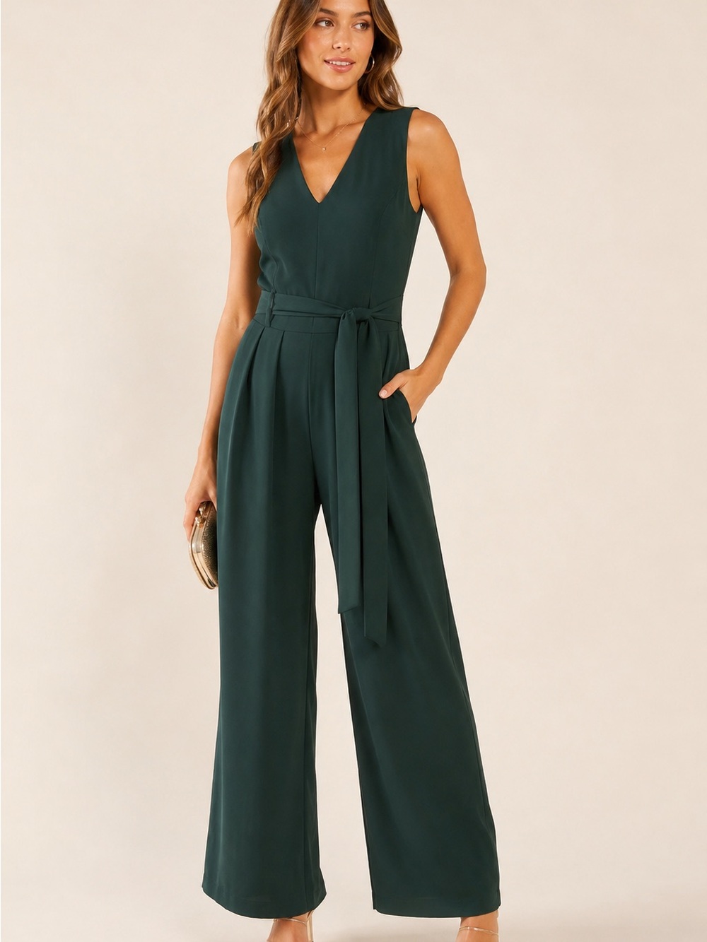 Antonio Melani “Sela” Jumpsuit in Deep Forest (style #8290M300), size 8